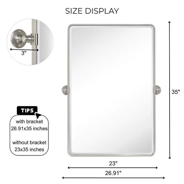dimension image slide 22 of 25, TEHOME Woodvale Rectangle Vertical Metal Wall Mirrors