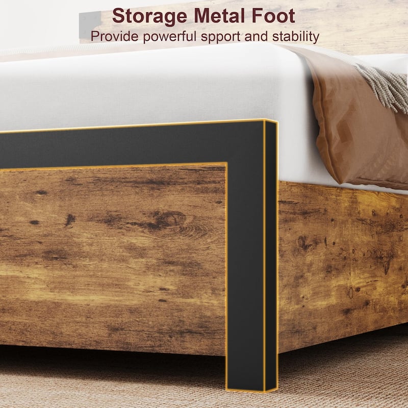 Bed Frame with with Wood Headboard
