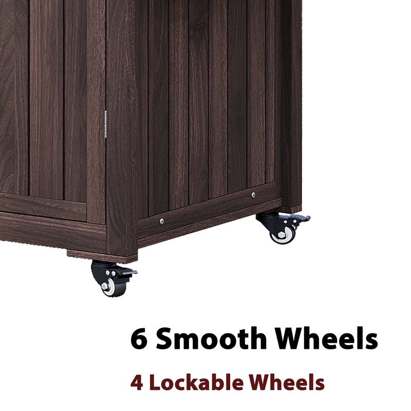 66.5" Outdoor Kitchen Island for Big Green Egg Grills,Solid Wood Outdoor Grill Cart for Tabletop Grill with Stainless Steel Top
