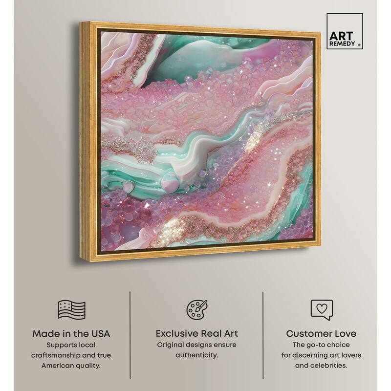 Pink and Mint Crystal III Canvas by Art Remedy