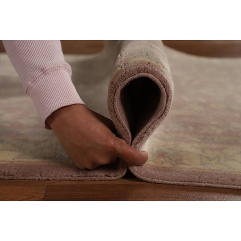 Hand Knotted Oriental 100% Wool Carpet Traditional All-Over Pink Art Deco Area Rug - 5' 0'' X 3' 0''