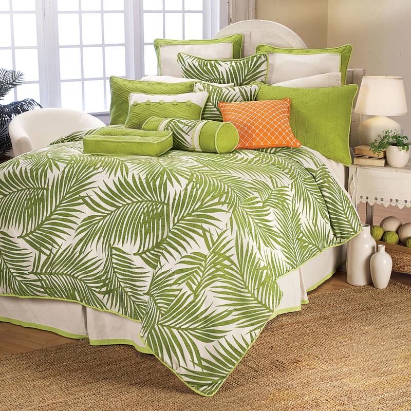 HiEnd Accents Capri Green Fern Print Bedskirt, 1PC - Queen
