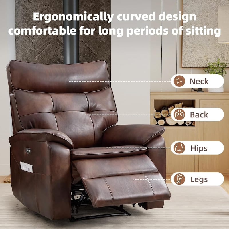 Genuine Leather Recliner Chair,Power Recliner Chair for Adults,Electric Single Reclining Sofa for Living Room