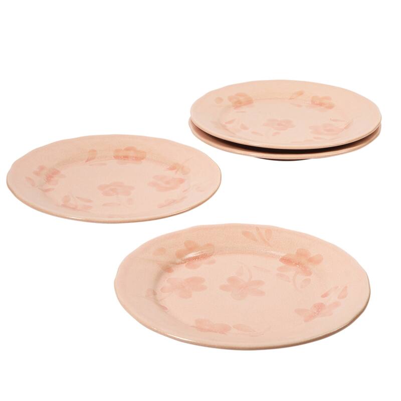 Bloomhouse Hand Painted 8.6 Inch Salad Plates Set of 4 Porto Petals Floral Dessert Plates