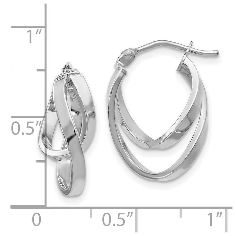 Curata 14k White Gold 17x7mm Polished Double Twist Oval Hoop Earrings