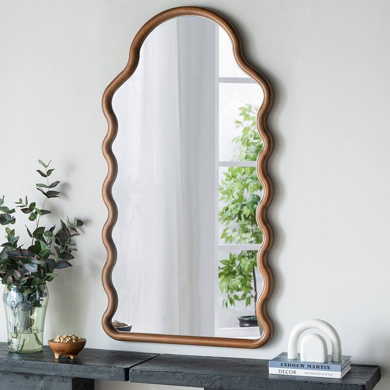 30x1.5x55" Arch Wood Mirror with Unique Frame