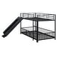 preview thumbnail 50 of 70, Metal Bunk Bed with Slide and Door, Twin Over Twin/Full Over Full Low Bunk Bedframe with Fence Guardrails and Ladder for 2 Kids