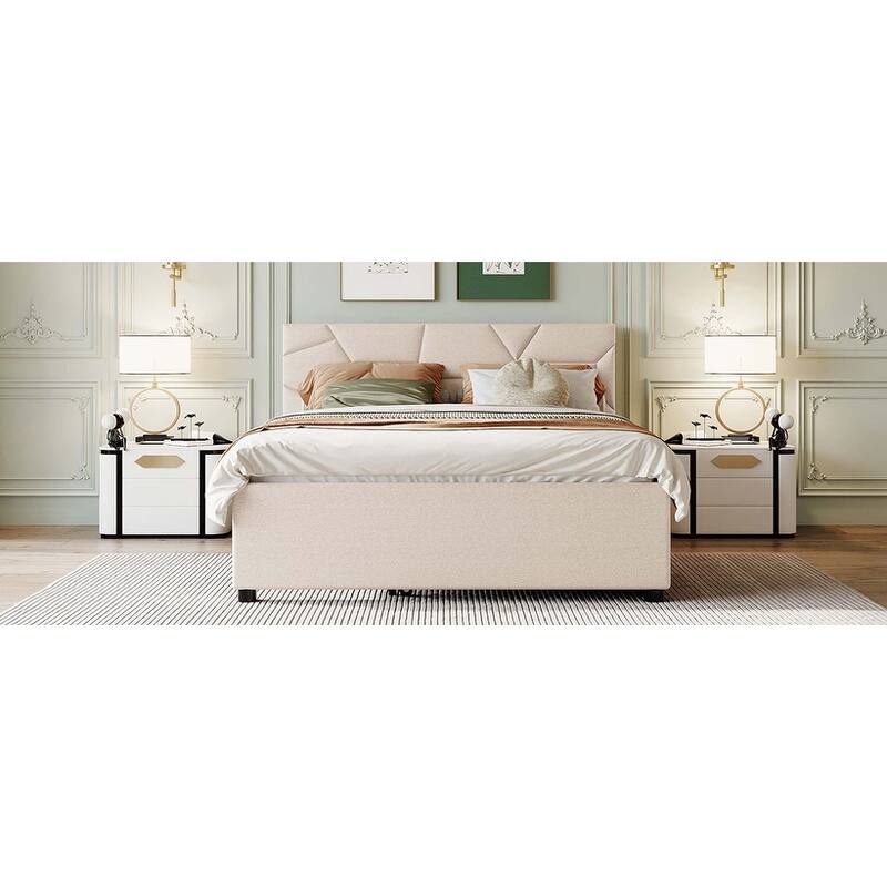 Brick Pattern Platform Bed with Trundle