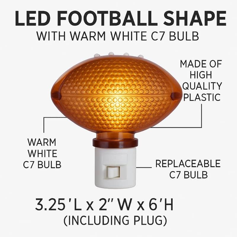 Novelty Lights LED Football Shape Night Light with Swivel Plug