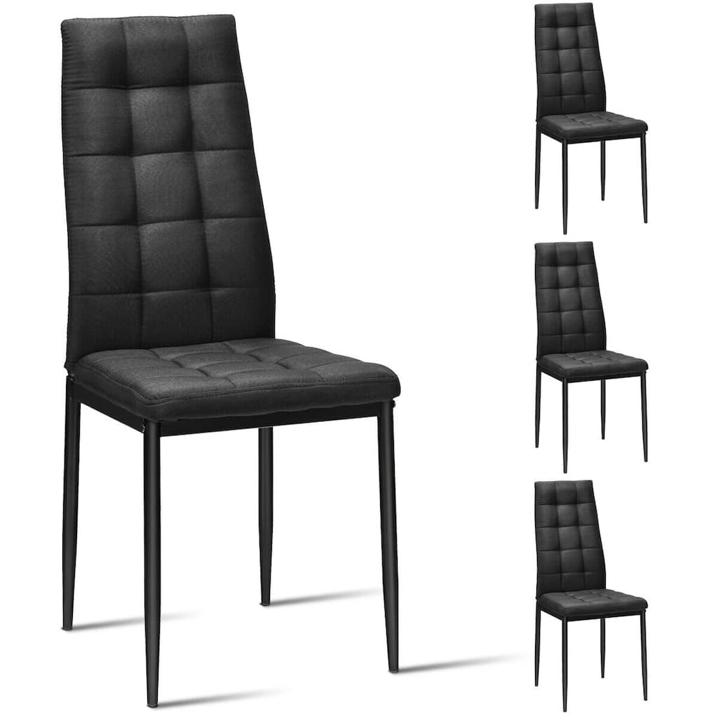 Gymax Set of 4 Kitchen Dining Side Chairs Fabric Cushion with Metal