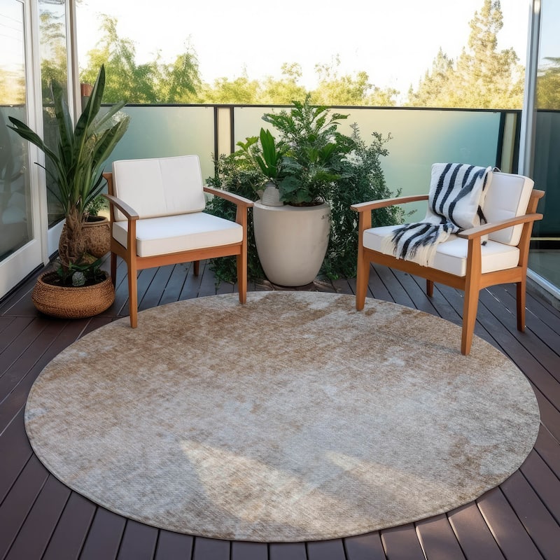 Machine Washable Indoor/ Outdoor Abstract Solid Chantille Rug
