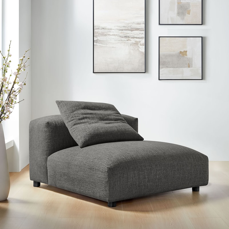 Solace Modular Upholstered Fabric Armless Chair - Charcoal