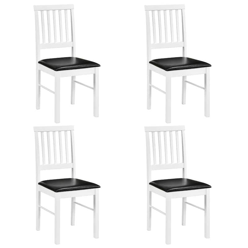 Gymax Dining Chairs Set of 4 w/ Hollowed Backrest Padded Seat & Rubber - White - Set of 4