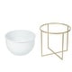 preview thumbnail 3 of 5, White Metal Cachepot Planters with Gold Metal Stands (Set of 2)