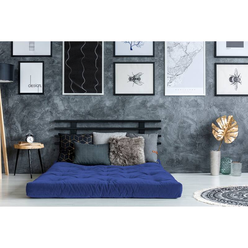 8" Folding Mattresses, Double Poly Single Foam Futon Mattress, Mattress in a Box, Full - Blue