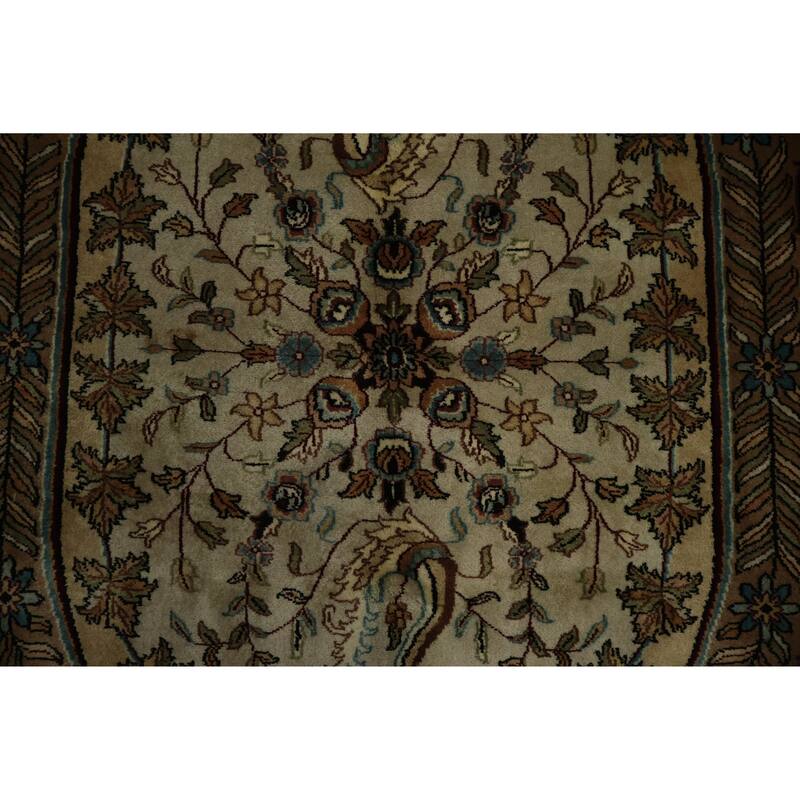 Hand Knotted Oriental 100% Wool Carpet Traditional Floral Brown Aubusson Area Rug - 11' 11'' X 9' 0''