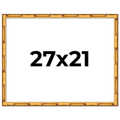 27x21 Frame Gold Bamboo Picture Frame Modern Photo Frame Includes UV Acrylic Shatter Guard Front Acid Free Foam Backing Board