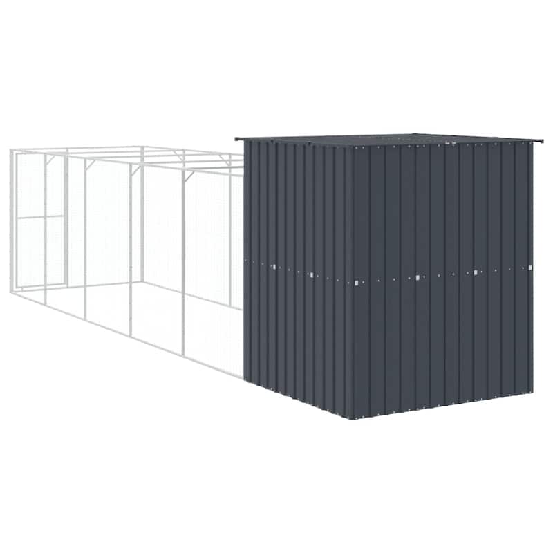 vidaXL Dog House Outdoor Dog Kennel Crate Shelter with Run Galvanized Steel