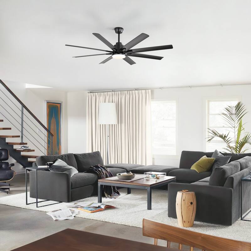 52" Indoor Noiseless Ceiling Fan with Integrated LED Light and Remote - 52 inches