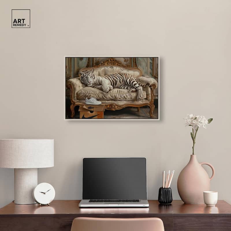 Lounging Sneaker Tiger Canvas by Art Remedy