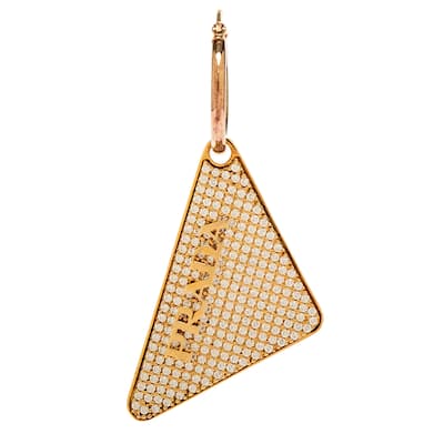 Prada Symbole Crystal Pendant Single Earring, Left Ear - Gold and Silver