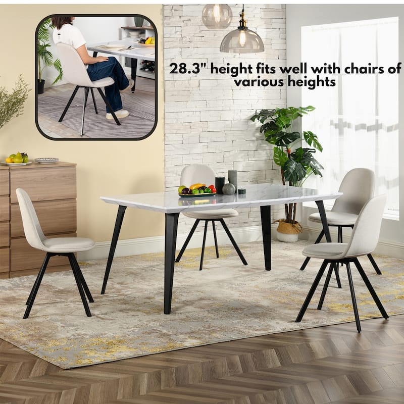 HomyLin 63-inch Dining Table Rectangular for 4-6 with Wooden Top and Metal Legs