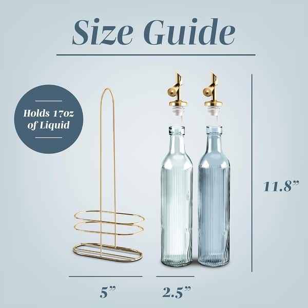 dimension image slide 12 of 20, COOK WITH COLOR Glass Olive Oil Bottle Dispenser - 2 Pack- 17oz Oil and Vinegar Carafe Decanter