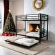 preview thumbnail 29 of 41, Metal Twin over Twin Bunk Bed with Trundle and Guardrail, Silver Black
