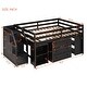preview thumbnail 15 of 25, Full Size Loft Bed with Retractable Writing Desk and 3 Drawers, Wooden Bed with Storage Stairs and Shelves