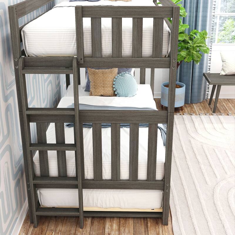 Max and Lily Twin over Twin Bunk Bed with Ladder on End and Trundle