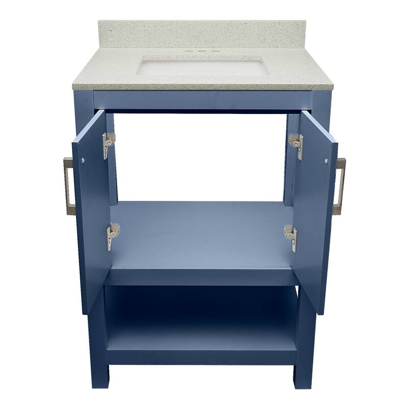 Taos 25" Bathroom Vanity with Cultured Marble Vanity Top Sink in White with White Basin