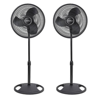 Lasko 16 Inch Oscillating 3 Speed Adjustable Pedestal Stand Fan, Black (2 Pack)