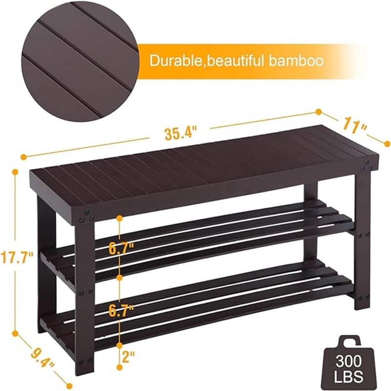 Shoe Rack for Entryway - 35.4"D x 11"W x 17.7"H