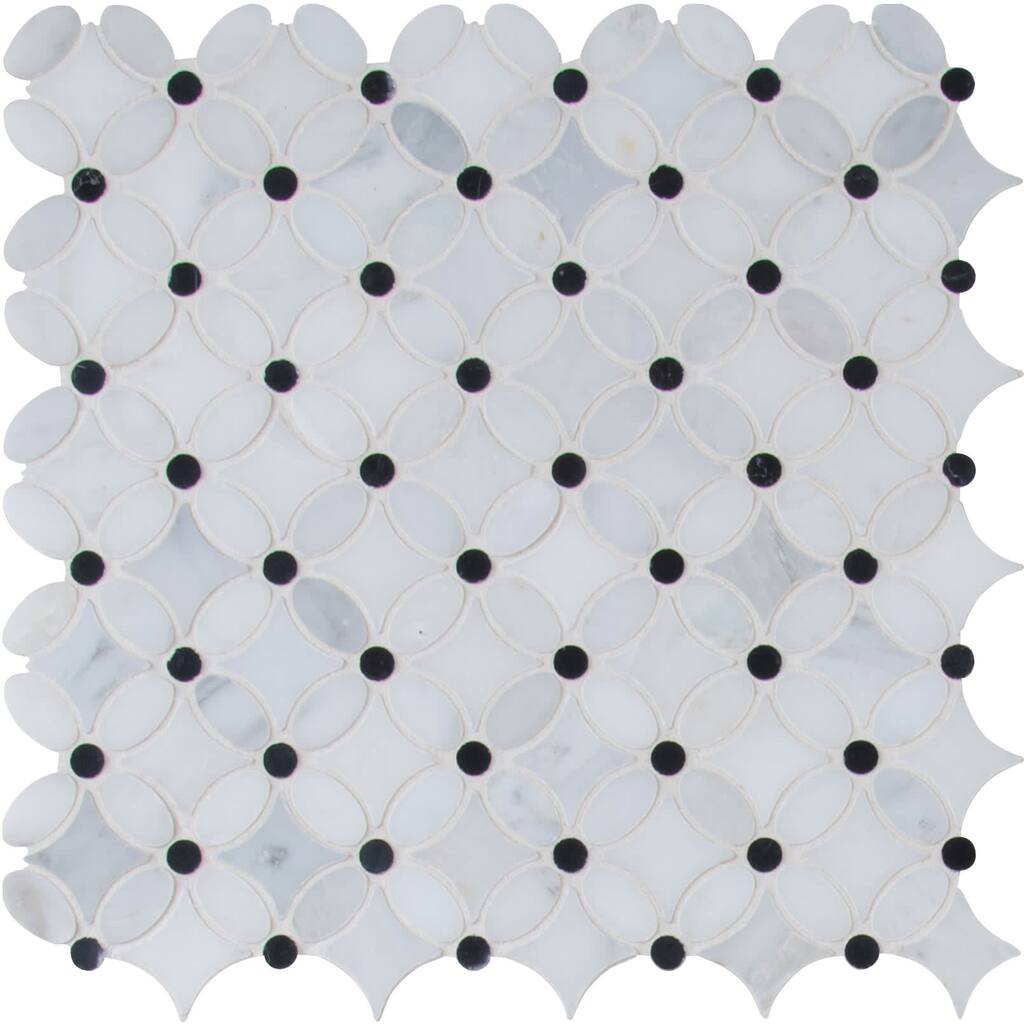 Ackland AKM-S-13X13FIP-CA 13" x 13" Marble Dot-Mounted and Mosaic Tile - Iona Mist
