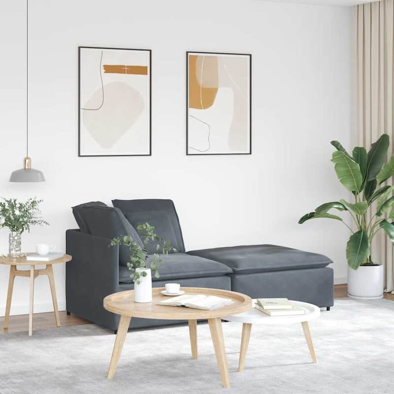 vidaXL Modular Sofa Dark Grey Velvet (100% polyester) Oversized Modular - 39.4 x 78.7 x 25.2 in