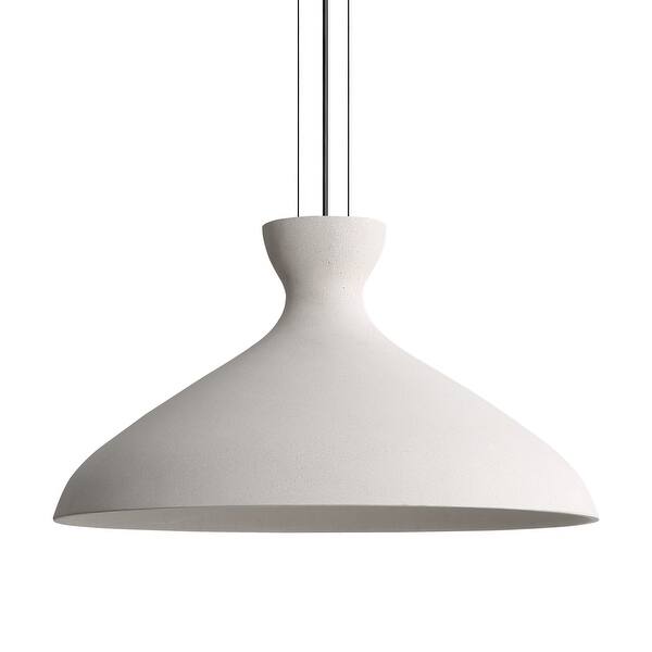 slide 2 of 4, Golden Lighting Aethera 22in Integrated LED Pendant in White Sandstone Cement - Gold