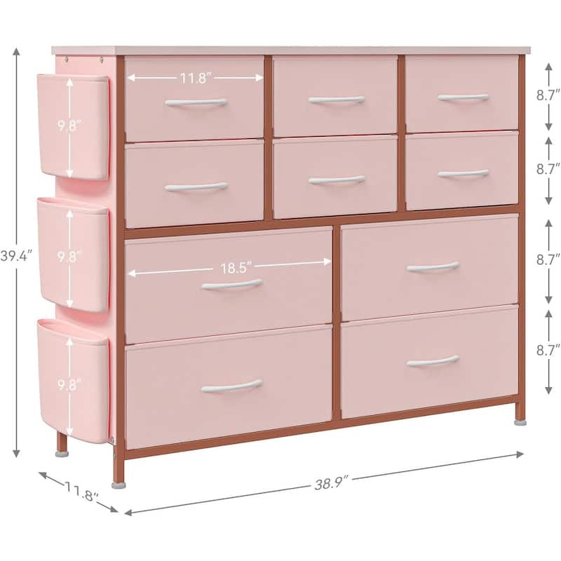 Dresser for Bedroom, 10 Drawers Fabric Storage Drawer, Dressers & Chest of Drawers