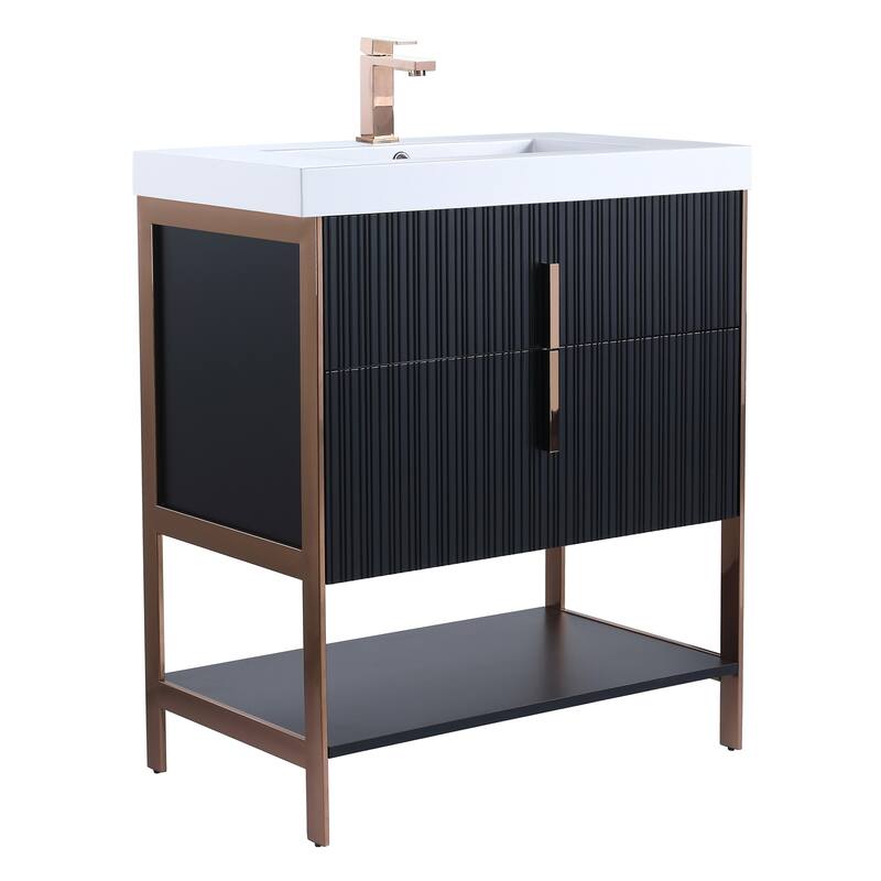 Fine Fixtures Serenity Modern Bathroom Vanity with White Gel Acrylic Top