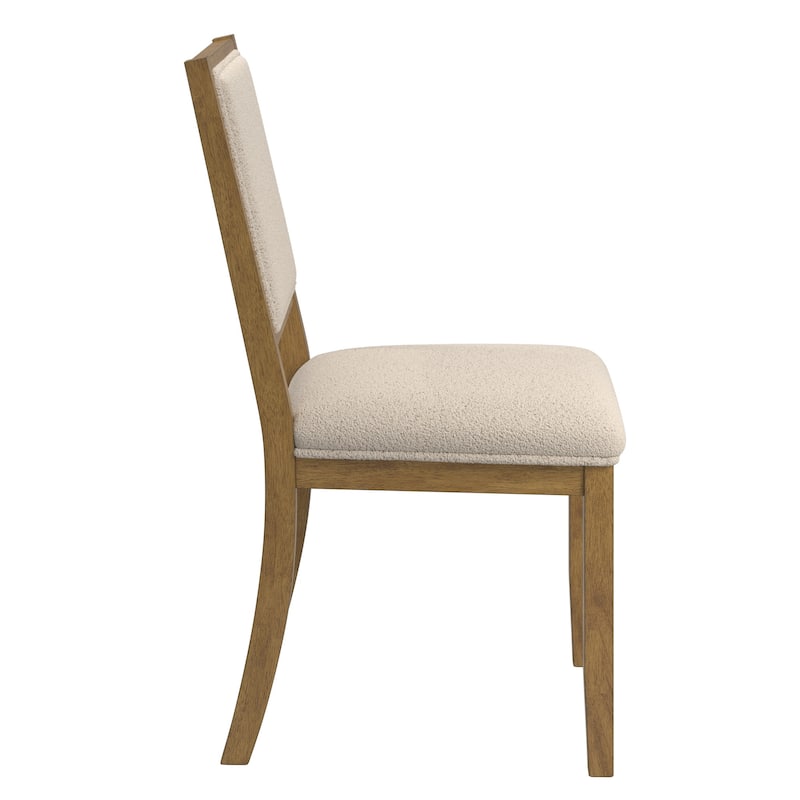 Harstad Wood Finish Cream Boucle Fabric Dining Chair (Set of 2) by iNSPIRE Q Modern