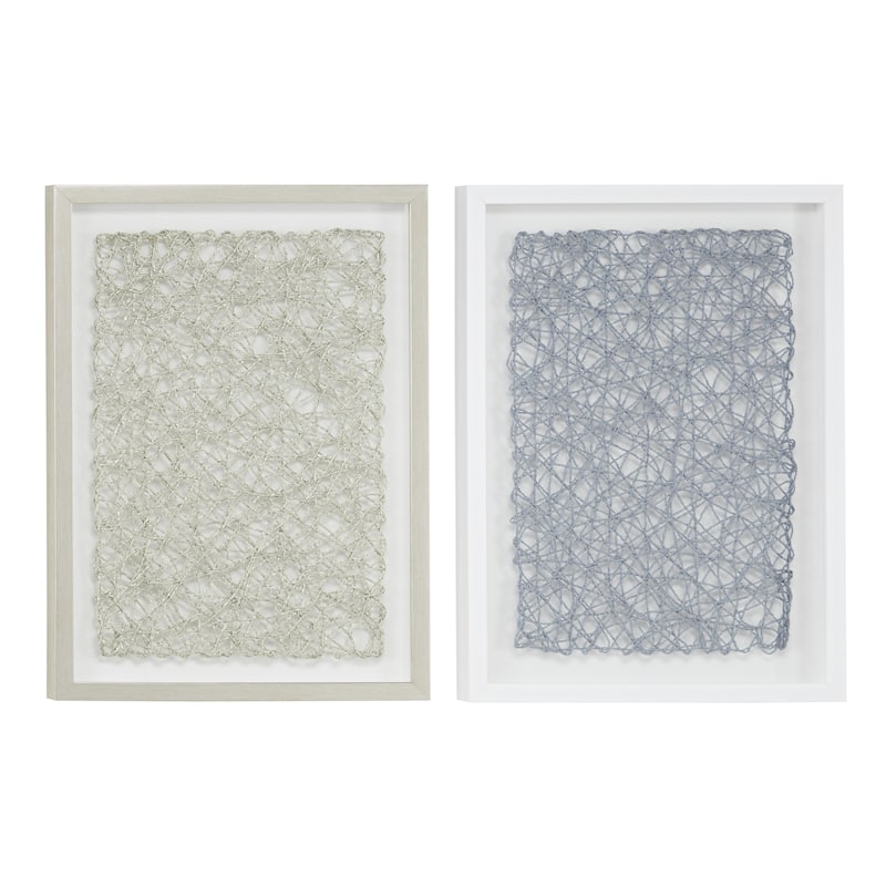 Plastic Geometric 3D Home Shadow Box with Silver Frame - Set of 2 Multi Colored - Roche River Decor - Multi Colored