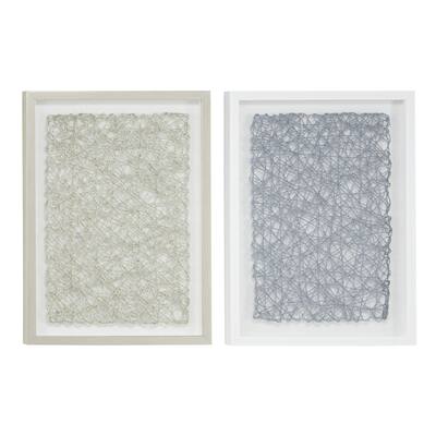 Plastic Geometric 3D Home Shadow Box with Silver Frame - Set of 2 Multi Colored - Roche River Decor