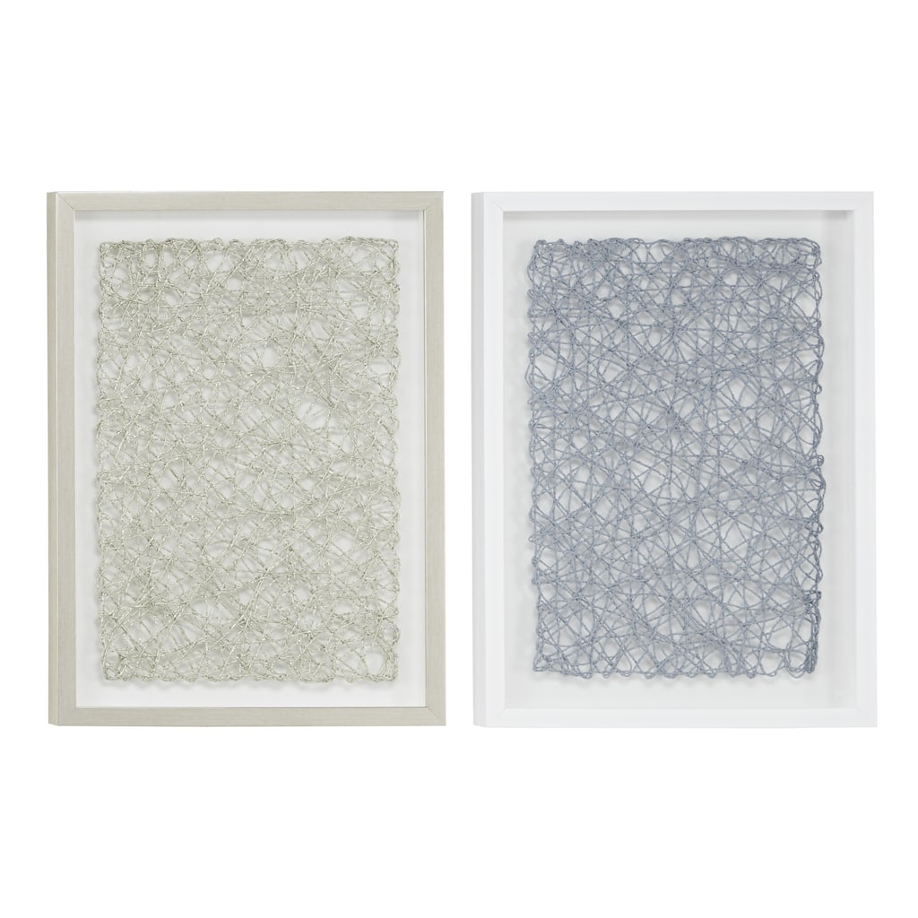 Plastic Geometric 3D Home Shadow Box with Silver Frame - Set of 2 Multi Colored - Roche River Decor