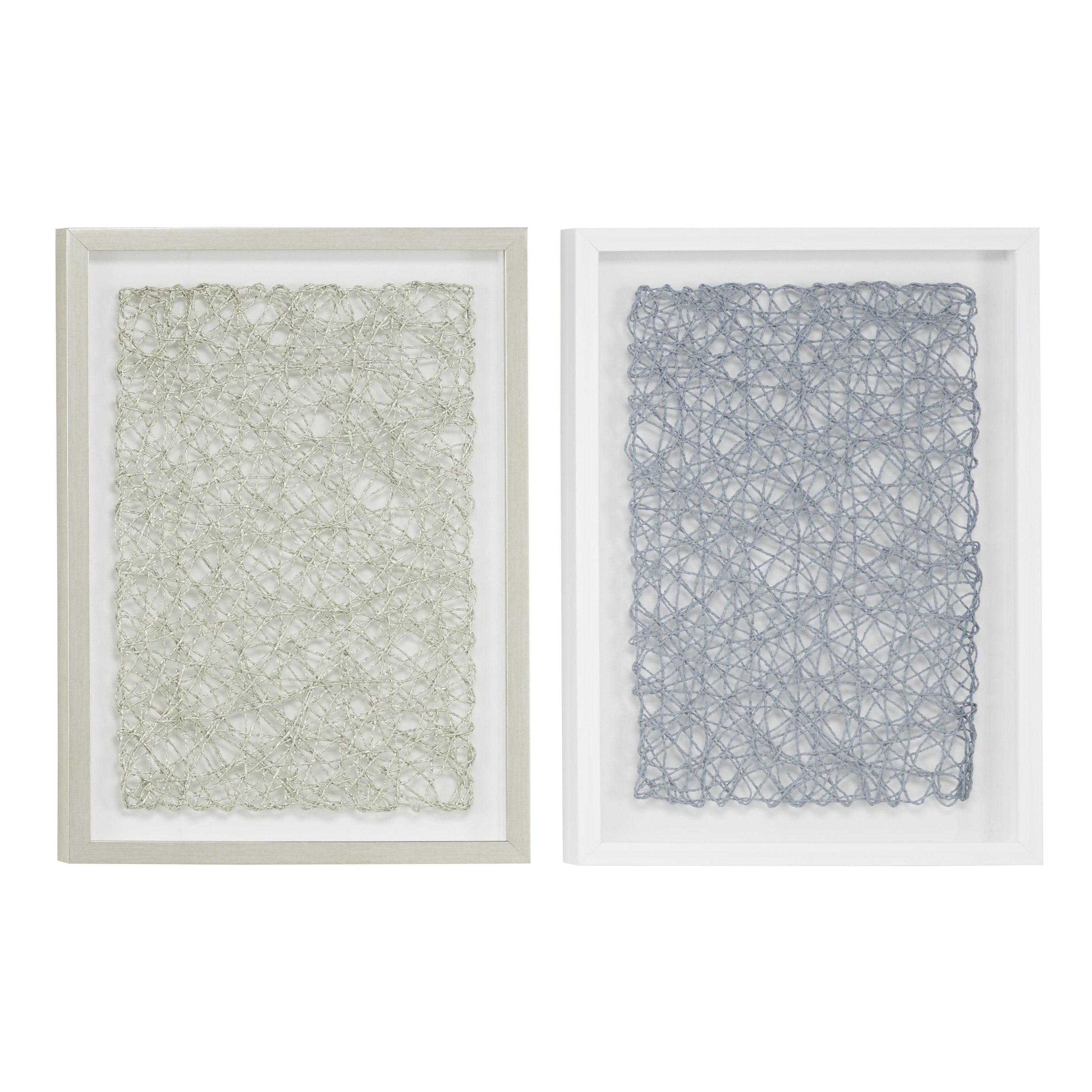 Plastic Geometric 3D Home Shadow Box with Silver Frame - Set of 2 Multi Colored - Roche River Decor