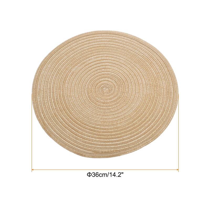 6pcs Round Braided Placemats Non-Slip Washable Round Table Mats - Tawny - 14.2"