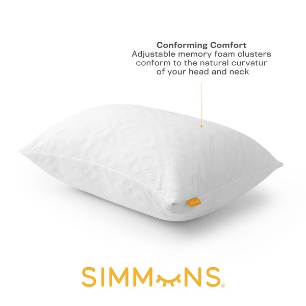 Simmons Luxury Pillow 人間工学デザイン Simmons Luxury Knit Memory Foam Cluster Jumbo Pillows 2-Pack - Bed