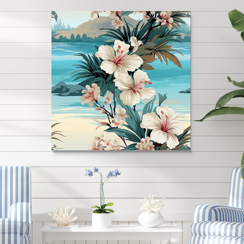 Designart "Seaside Reflections Tropical Pattern" Coastal Gloss Wall Decor - Coastal Acrylic Wall Art For Dinning Room