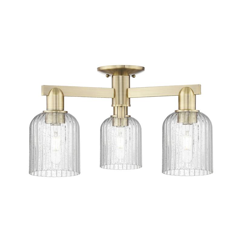 Innovations Lighting 716-3F-11-23 Bridal Veil Semi-Flush Bridal Veil 3 - Antique Brass / Seedy