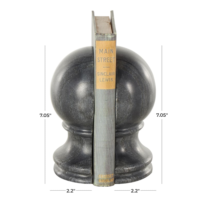 Black or White Marble Sleek Orb Globe Decorative Bookends (Set of 2)