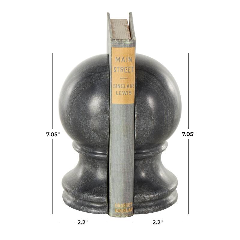 Marble Globe Sleek Orb Bookends - Set of 2 Black or White - Roche River Decor