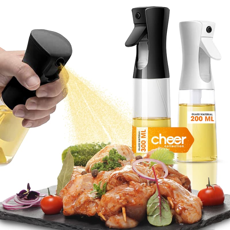 Cheer Collection Set of 2 Multi-Use Glass Oil Sprayer Bottles